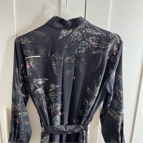 Ooshi Abstract Print Silk Button Down Shirt Dress Black size small - Picture 14 of 16
